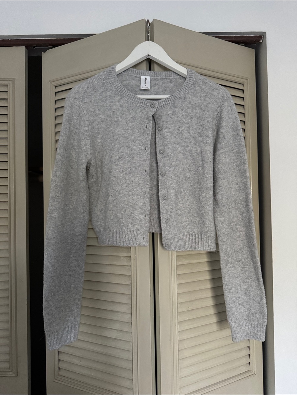 Abound Light Gray Cropped Button-Front Cardigan